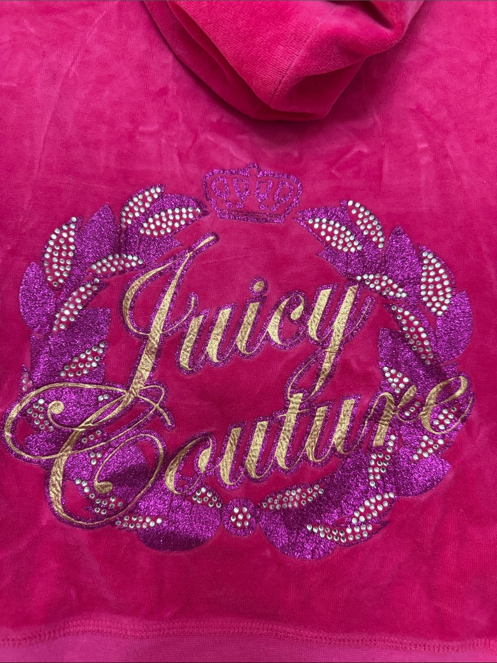 Vintage Juicy Couture Bright Pink Velour Zip Hoodie Track Suit - Picture 4 of 6